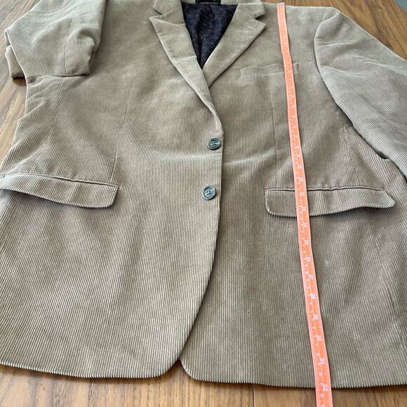 Chaps Tan Corduroy Blazer Size 46 Long Elbow Patches Sport Coat - Picture 10 of 15